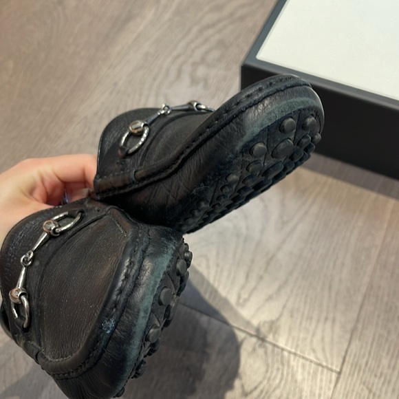 Gucci men’s Horsebit-deatil leather loafers black calfskin shoes size 8.5 - Picture 4 of 10